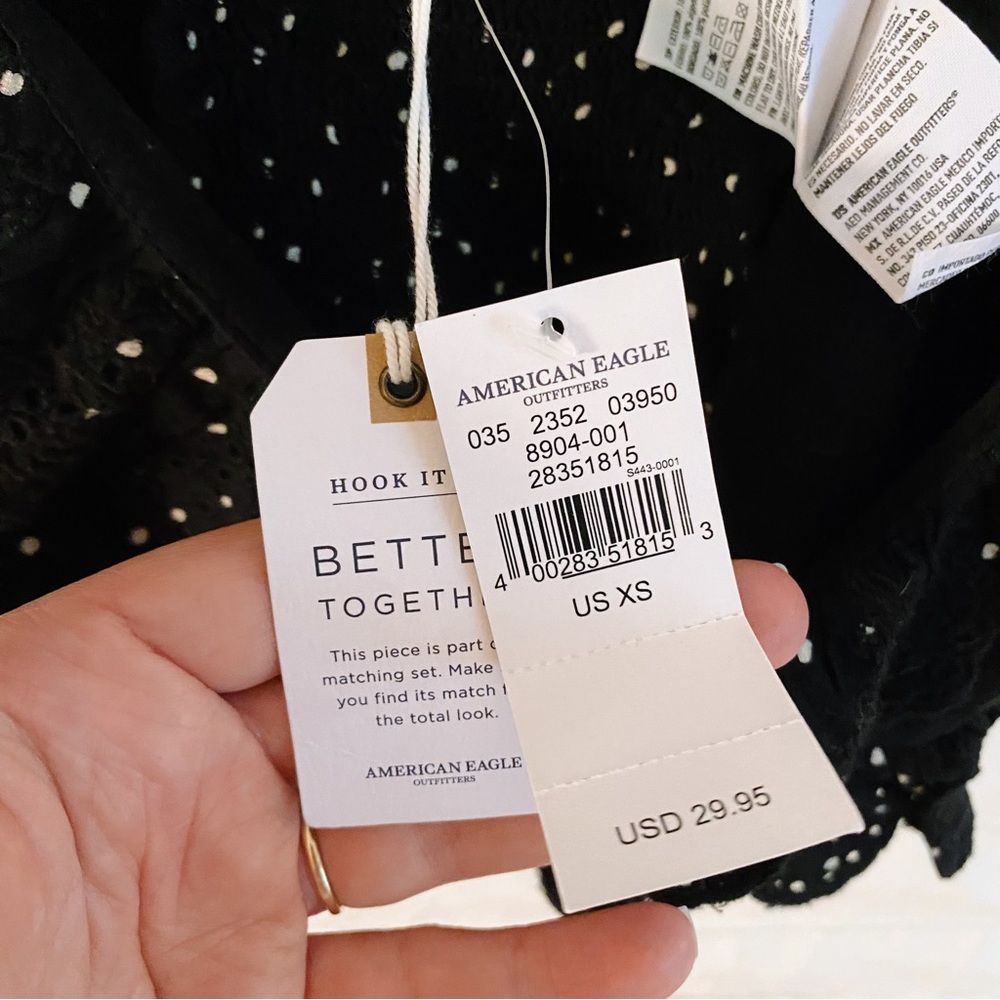 NWT American Eagle Lace and Polka Dot  Crop Top Size XS - Picture 7 of 9